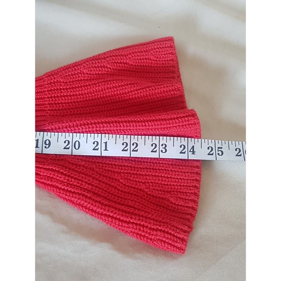 Loft Red Sweater Ribbed High Neckline Mock Chunky Knit Bell Sleeve Size Medium - Picture 12 of 12